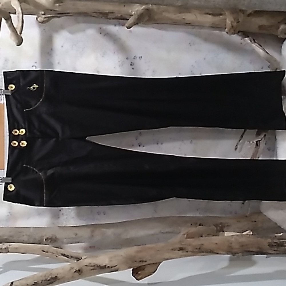 Baby Phat Black Straight Leg Pants with Gold Buttons